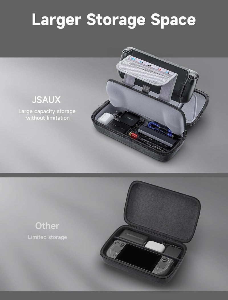 jsaux Carrying Case Compatible with Steam Deck/ROG Ally, Protective Hard Shell Carry Case Built-in Charger & Docking Station Storage, Portable Travel Bag for Steam Deck OLED/ROG Ally X - Image 3
